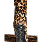 Dolce & Gabbana Beige Black Leopard Knee High Boots Shoes 1728,67345645728,Beige,Boots - Women - Shoes,Dolce & Gabbana,EU37/US6.5,EU38.5/US8,Material: 99% Calf Fur 1% Lamb Leather,New with tags,Shoes,Women,Women - Shoes Dolce & Gabbana LA11526-37