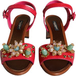 Dolce & Gabbana Fuchsia Leather Embellished Keira Sandals Shoes 1728,67345645728,Dolce & Gabbana,EU36/US6,Fuchsia,Material: 100% Calf Leather,New with tags,Sandals - Women - Shoes,Shoes,Women,Women - Shoes Dolce & Gabbana LA11426-36