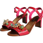 Dolce & Gabbana Fuchsia Leather Embellished Keira Sandals Shoes 1728,67345645728,Dolce & Gabbana,EU36/US6,Fuchsia,Material: 100% Calf Leather,New with tags,Sandals - Women - Shoes,Shoes,Women,Women - Shoes Dolce & Gabbana LA11426-36