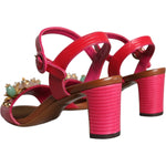 Dolce & Gabbana Fuchsia Leather Embellished Keira Sandals Shoes 1728,67345645728,Dolce & Gabbana,EU36/US6,Fuchsia,Material: 100% Calf Leather,New with tags,Sandals - Women - Shoes,Shoes,Women,Women - Shoes Dolce & Gabbana LA11426-36