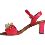 Dolce & Gabbana Fuchsia Leather Embellished Keira Sandals Shoes 1728,67345645728,Dolce & Gabbana,EU36/US6,Fuchsia,Material: 100% Calf Leather,New with tags,Sandals - Women - Shoes,Shoes,Women,Women - Shoes Dolce & Gabbana LA11426-36
