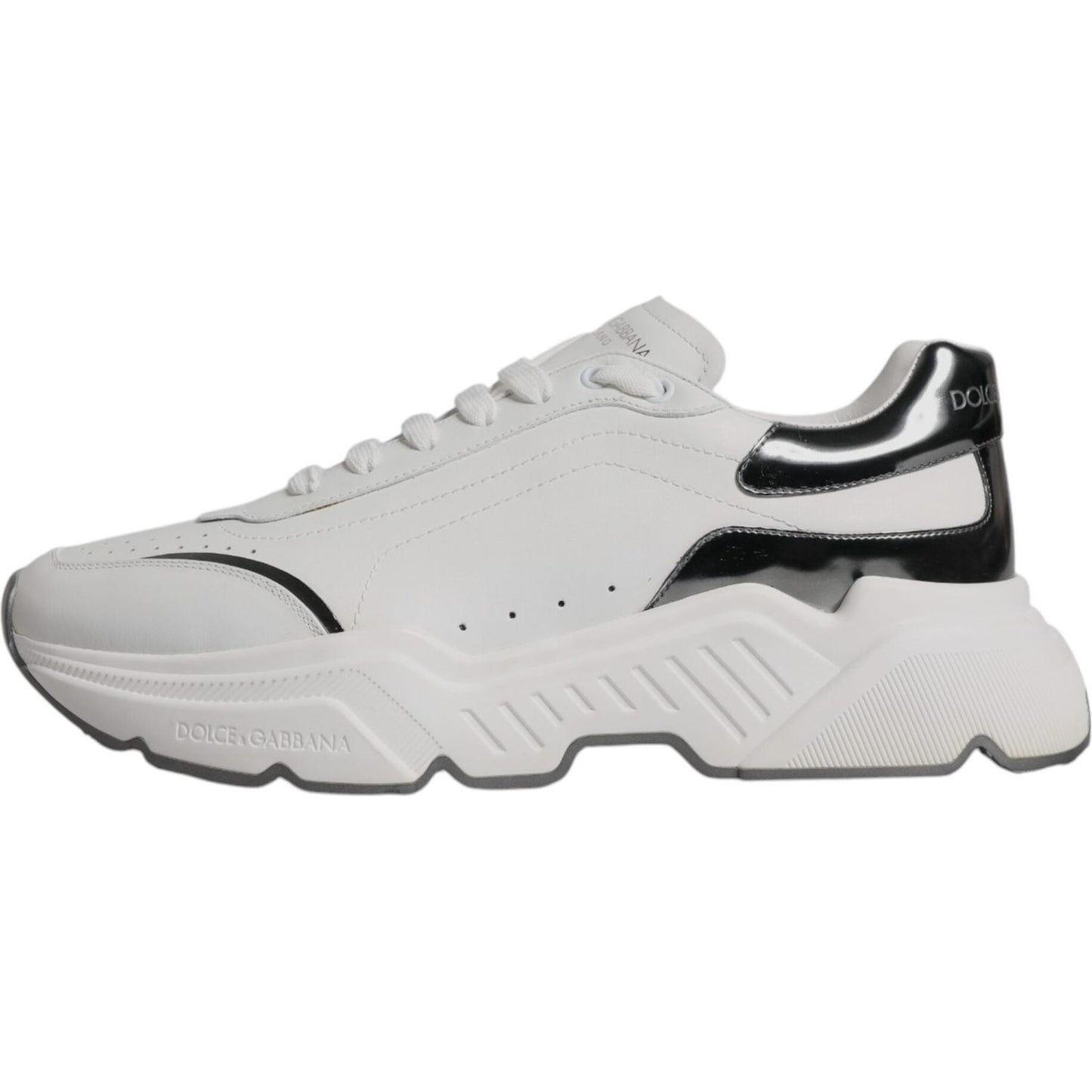 Dolce & Gabbana White Silver DAYMASTER Leather Sneakers Shoes 1728,67345645728,Dolce & Gabbana,EU44.5/US11.5,Material: 83% Calf Leather 10% PU 7% Polyester,Men,Men - Shoes,New with tags,Shoes,Sneakers - Men - Shoes,White Dolce & Gabbana MV6430