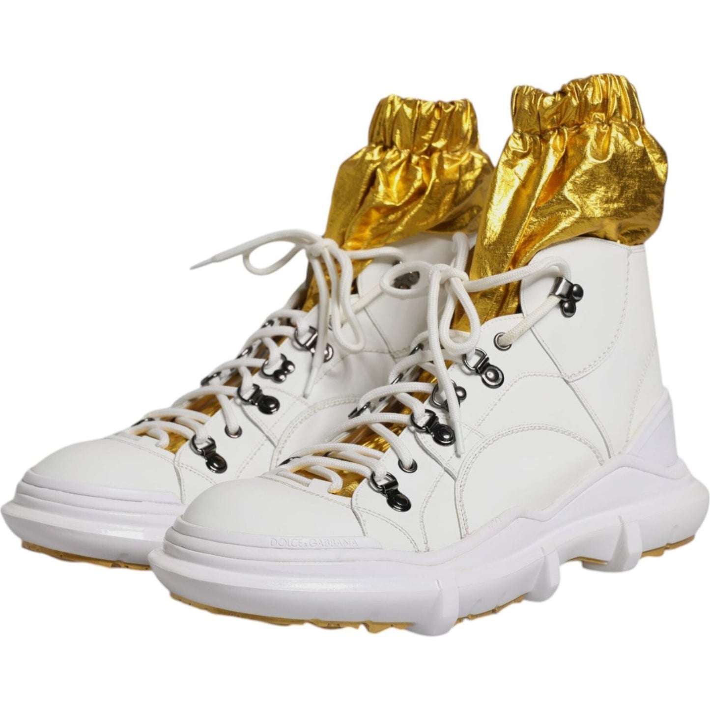 Dolce & Gabbana White Nylon Galileo High Top Sneakers Shoes 1728,67345645728,Dolce & Gabbana,EU44/US11,Material: 62% Nylon 38% Leather,Men,Men - Shoes,Preowned / Defect,Shoes,Sneakers - Men - Shoes,White Dolce & Gabbana MV6610-44