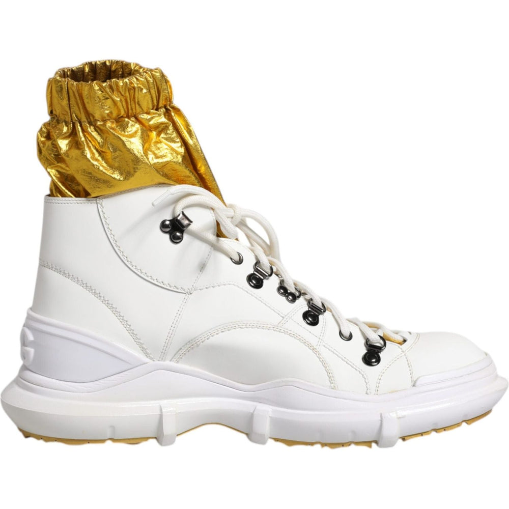 Dolce & Gabbana White Nylon Galileo High Top Sneakers Shoes 1728,67345645728,Dolce & Gabbana,EU44/US11,Material: 62% Nylon 38% Leather,Men,Men - Shoes,Preowned / Defect,Shoes,Sneakers - Men - Shoes,White Dolce & Gabbana MV6610-44