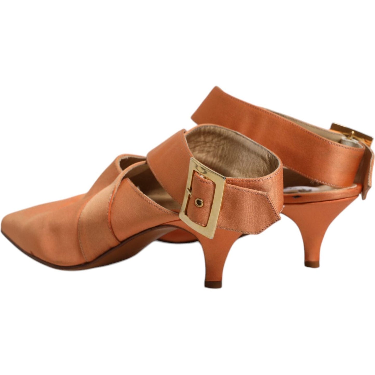 Dolce & Gabbana Orange Kitten Heels Slingback Sandals Shoes 1728,67345645728,Dolce & Gabbana,EU40/US9.5,Material: Leather,Orange,Preowned / Defect,Sandals - Women - Shoes,Shoes,Women,Women - Shoes Dolce & Gabbana LA12217-40