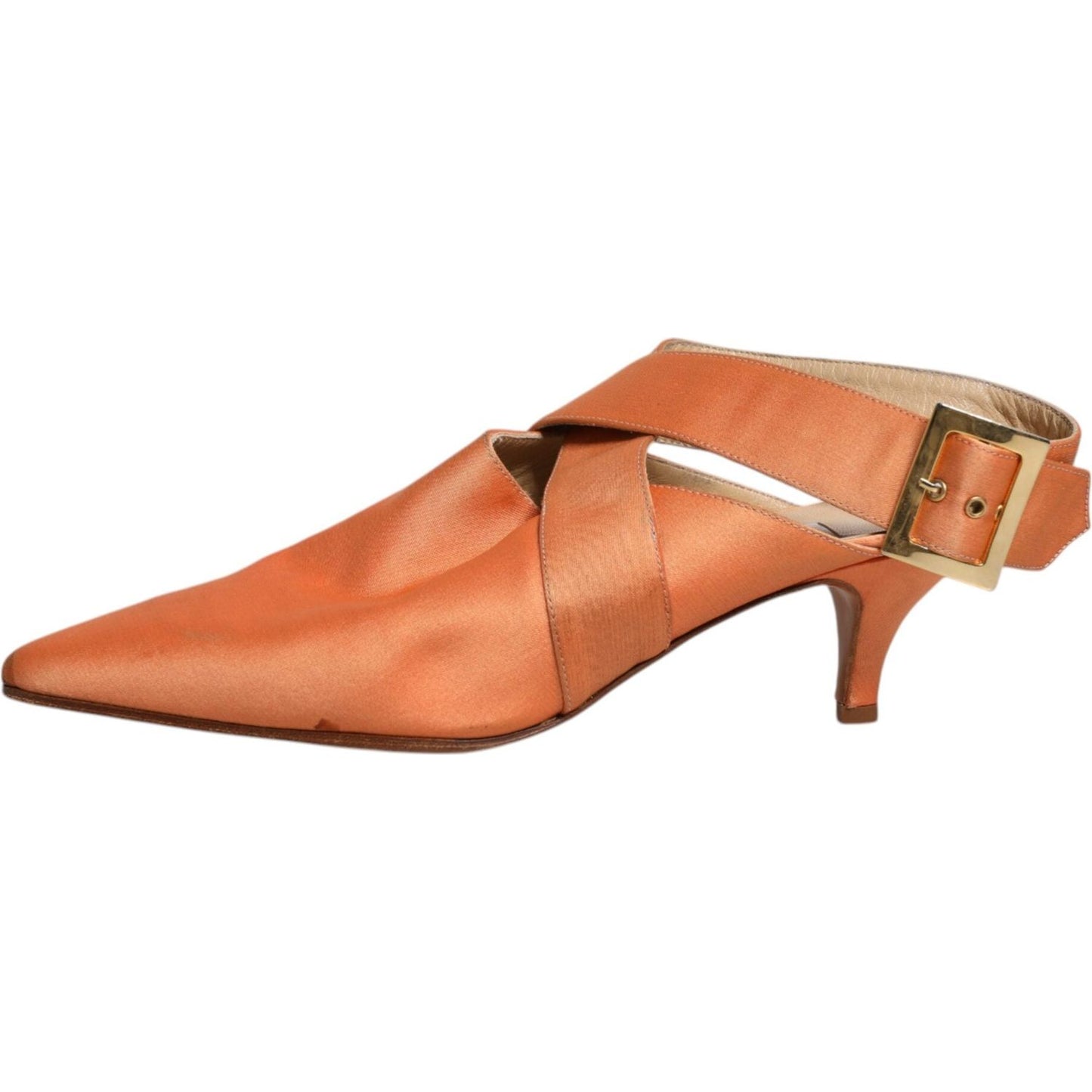 Dolce & Gabbana Orange Kitten Heels Slingback Sandals Shoes 1728,67345645728,Dolce & Gabbana,EU40/US9.5,Material: Leather,Orange,Preowned / Defect,Sandals - Women - Shoes,Shoes,Women,Women - Shoes Dolce & Gabbana LA12217-40