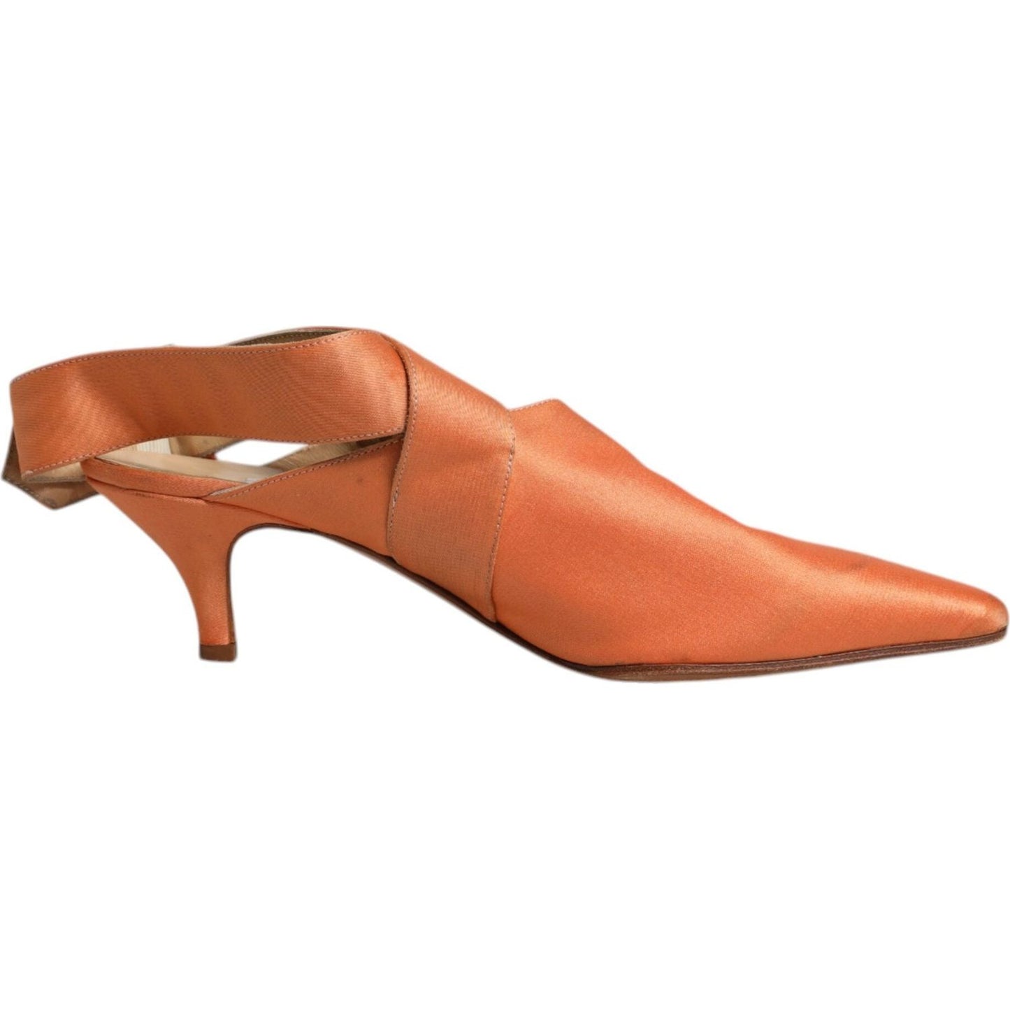 Dolce & Gabbana Orange Kitten Heels Slingback Sandals Shoes 1728,67345645728,Dolce & Gabbana,EU40/US9.5,Material: Leather,Orange,Preowned / Defect,Sandals - Women - Shoes,Shoes,Women,Women - Shoes Dolce & Gabbana LA12217-40