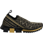 Dolce & Gabbana Gold Glitter Leopard Sorrento Sneakers Shoes 1728,67345645728,Dolce & Gabbana,EU36/US6,Gold,Material: Polyester,Preowned / Defect,Shoes,Sneakers - Women - Shoes,Women,Women - Shoes Dolce & Gabbana LA12203-36