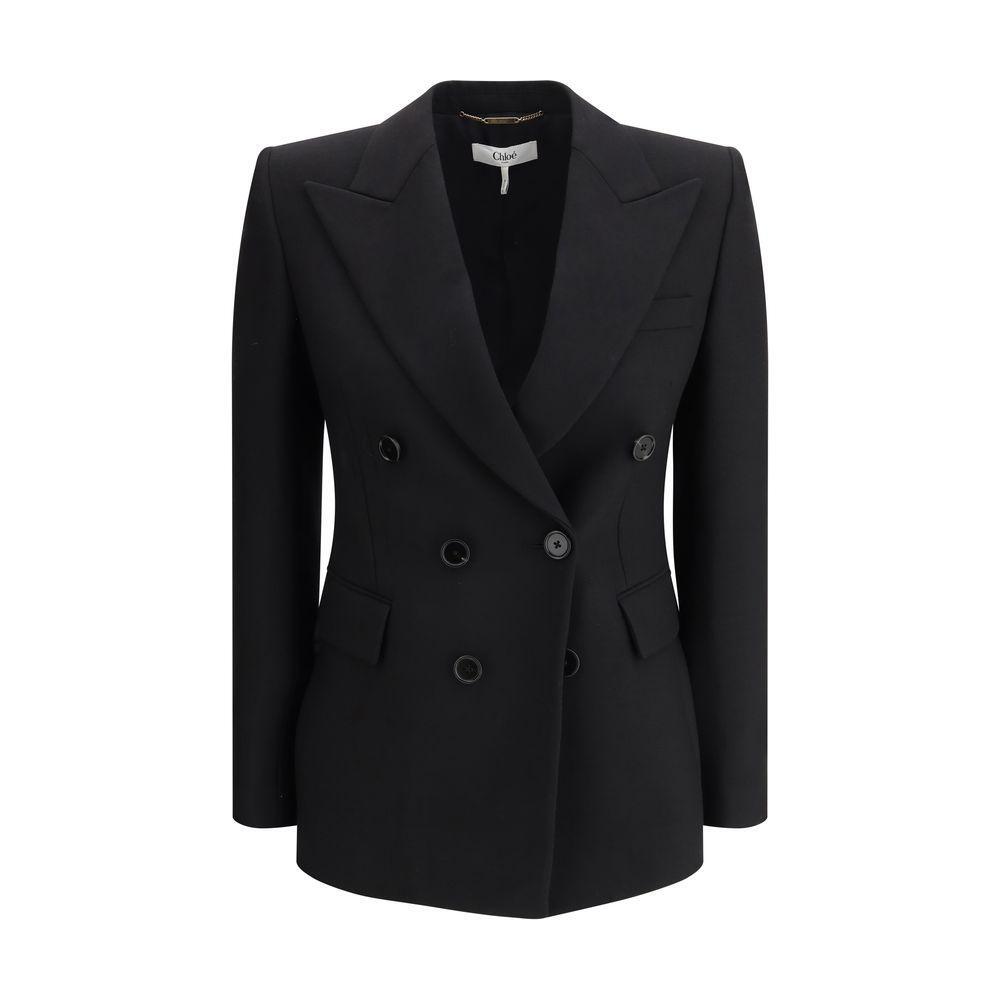 Chloé Double-breasted Blazer 1728,72470364320,Black,Chloé,Clothing,IT40 | M,New with tags,Suits & Blazers - Women - Clothing,Women,Women - Clothing Chloé CH-CH25SVE04299001-IT40 | M
