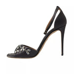 Dolce & Gabbana Gray Satin Ankle Strap Crystal Sandals Shoes 1728,67345645728,Dolce & Gabbana,EU37/US6.5,Gray,Preowned / Defect,Sandals - Women - Shoes,Shoes,Women,Women - Shoes Dolce & Gabbana LA10371-37