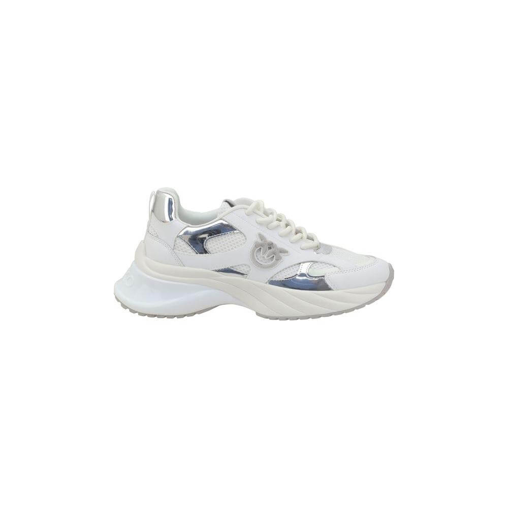 PINKO Ariel Sneakers with lace-up design, wave toe, and textured sole for stability. Features iconic side logo and tongue stitching.