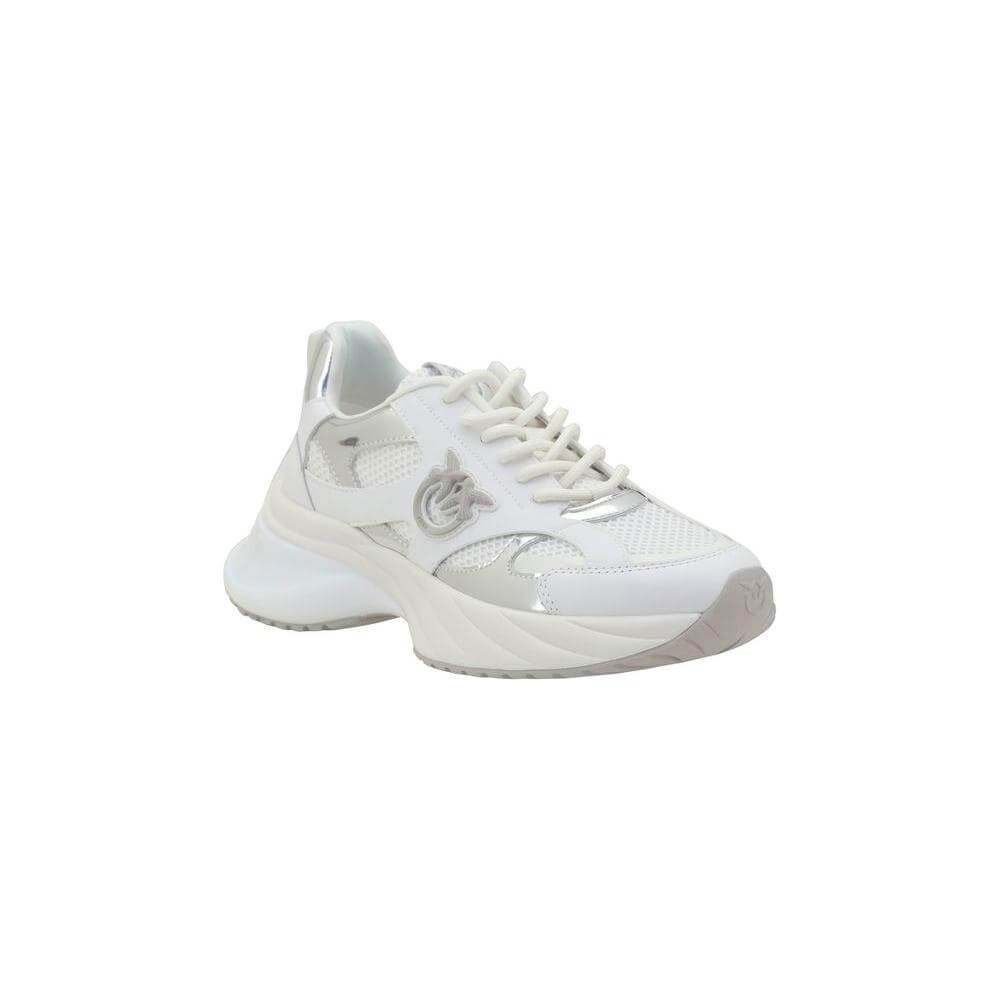PINKO Ariel Sneakers featuring contemporary design, white color, lace-up closure, reinforced wave toe, and iconic side logo.