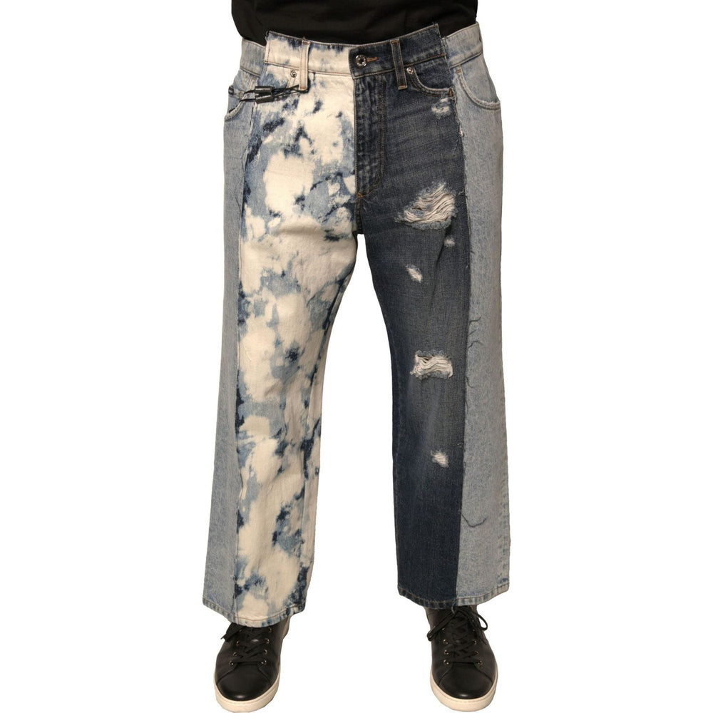 Dolce & Gabbana Multicolor Patchwork Cotton Straight Men Denim Jeans