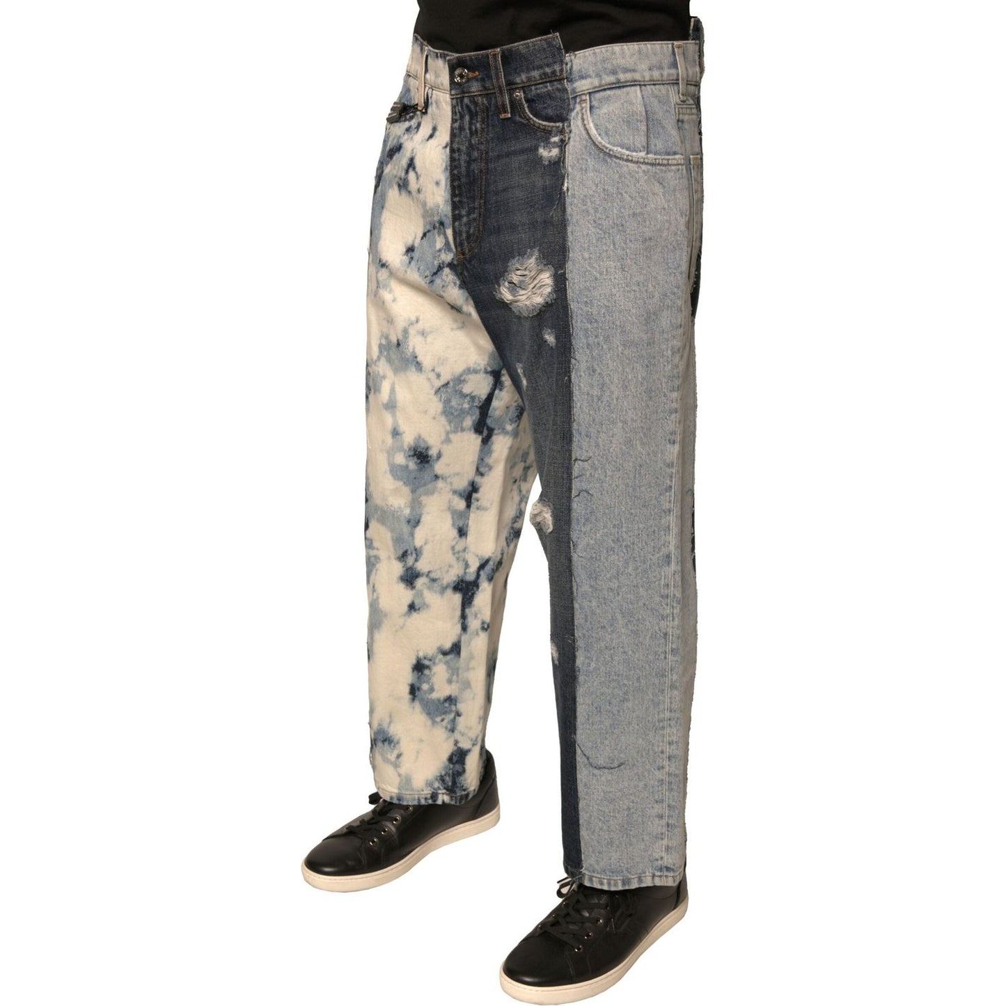 Dolce & Gabbana Multicolor Patchwork Cotton Straight Men Denim Jeans