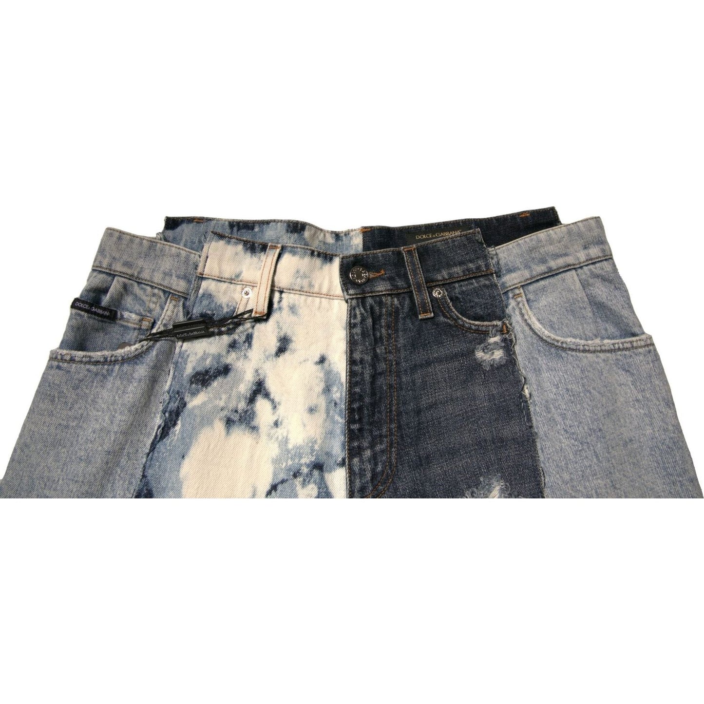 Dolce & Gabbana Multicolor Patchwork Cotton Straight Men Denim Jeans