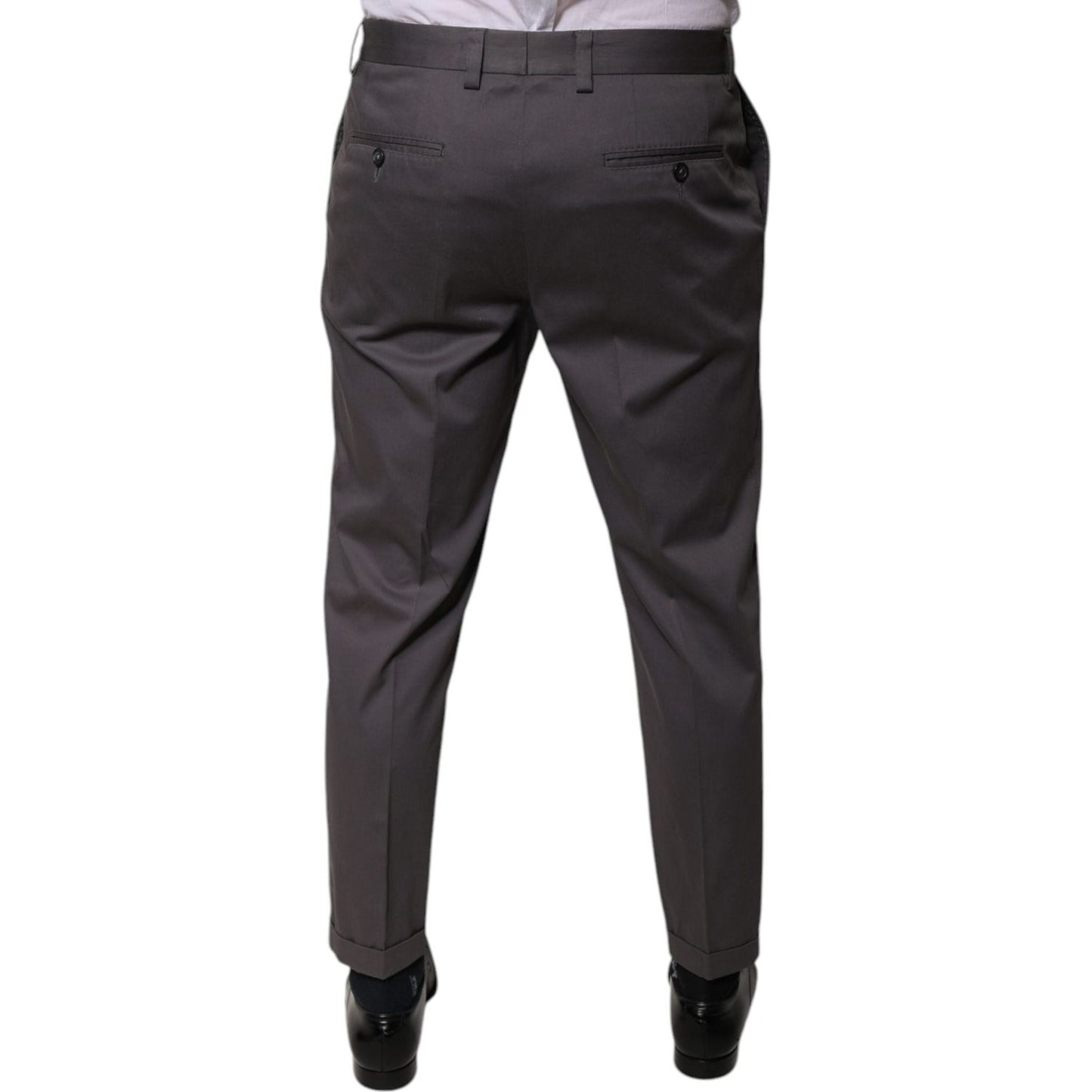 Dolce & Gabbana Dark Gray Mid Waist Dress Pants