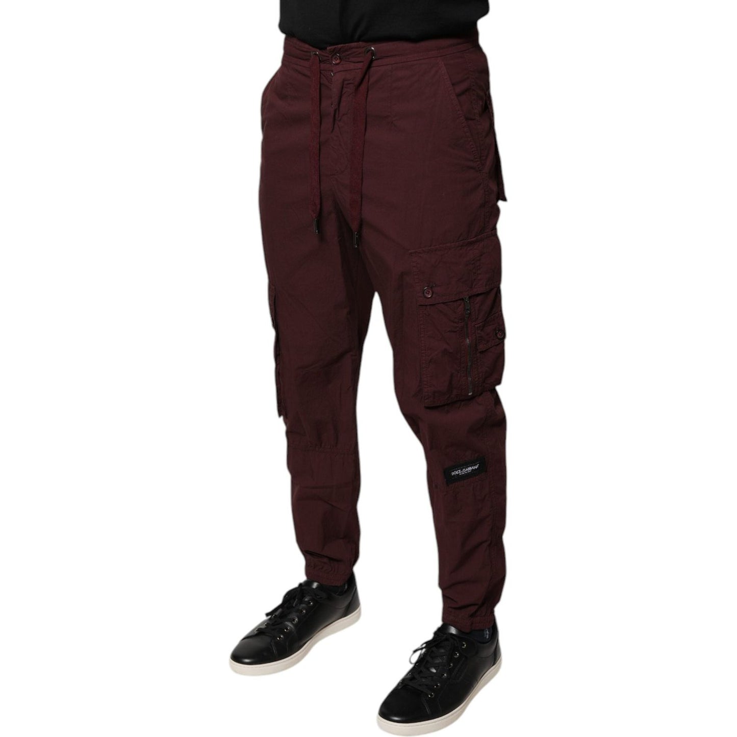 Dolce & Gabbana Bordeaux Cotton Cargo Jogger Sweatpants Pants