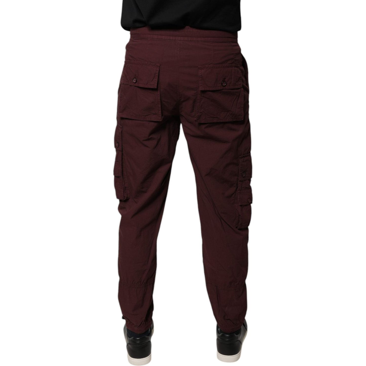 Dolce & Gabbana Bordeaux Cotton Cargo Jogger Sweatpants Pants