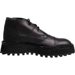 Dolce & Gabbana Black Leather Lace Up Ankle Boots Shoes