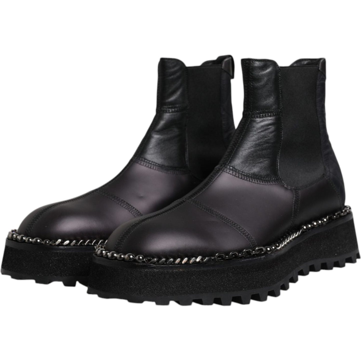 Dolce & Gabbana Black Chelsea Boots Leather Slip On Shoes 1728,67345645728,Black,Boots - Men - Shoes,Dolce & Gabbana,EU44/US11,Material: 40% Viscose 30% Lamb Leather 13% Nylon 13% Polyester 4% PU,Men,Men - Shoes,Preowned / Defect,Shoes Dolce & Gabbana MV6