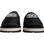 Dolce & Gabbana Black Nylon Quilted Logo Patch Sandals Slides Shoes