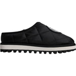 Dolce & Gabbana Black Nylon Quilted Logo Patch Sandals Slides Shoes
