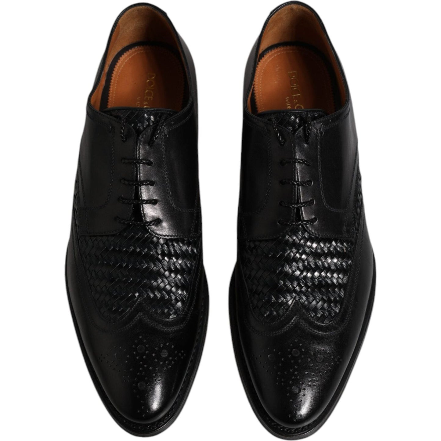 Dolce & Gabbana Black Leather Derby Wingtip Lace Up Formal Dress Shoes