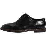 Dolce & Gabbana Black Leather Lace Up Men Derby Formal Shoes