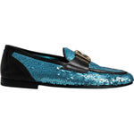 Dolce & Gabbana Blue Sequined Loafers Formal Dress Shoes