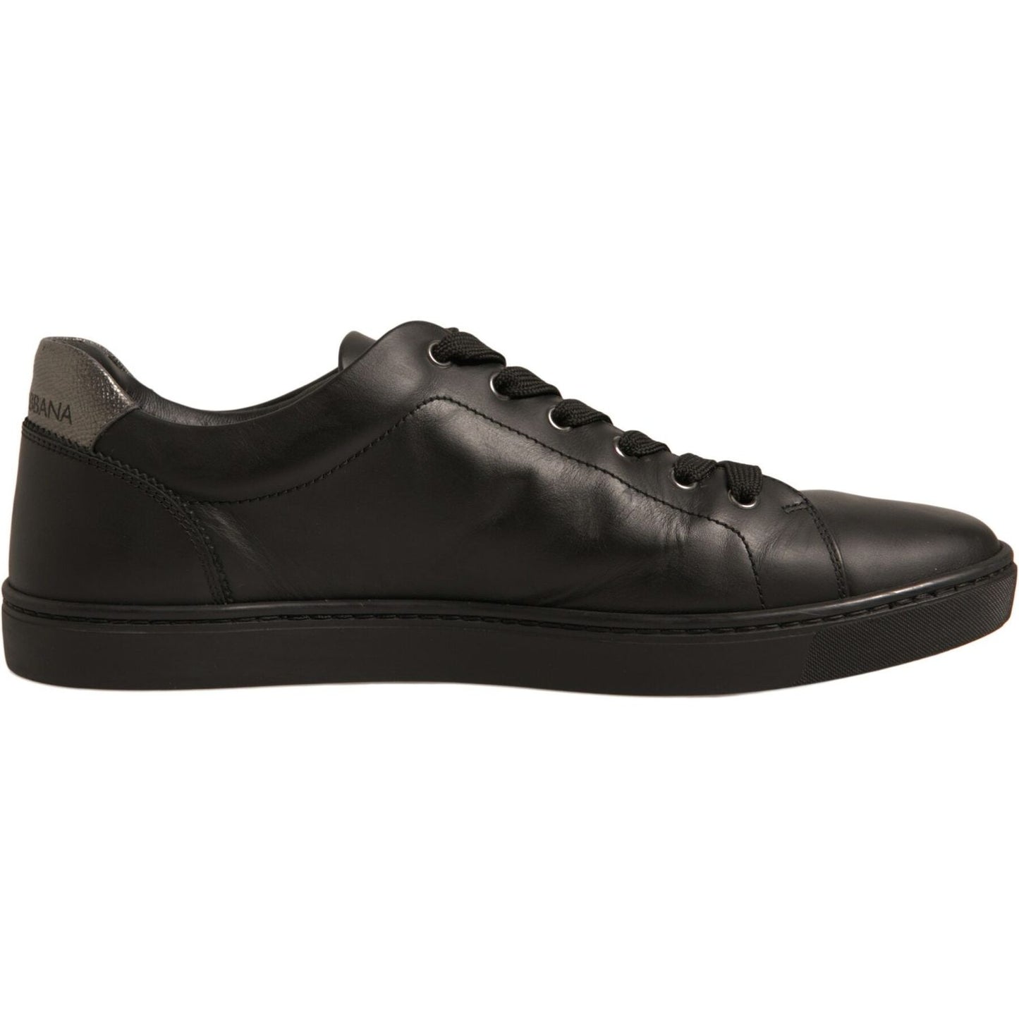Dolce & Gabbana Black Leather Heart Embellished Sneakers Shoes