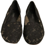 Dolce & Gabbana Black Taormina Lace Slip On Flats Shoes