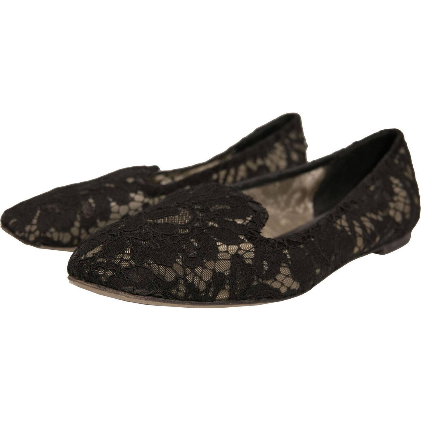 Dolce & Gabbana Black Taormina Lace Slip On Flats Shoes