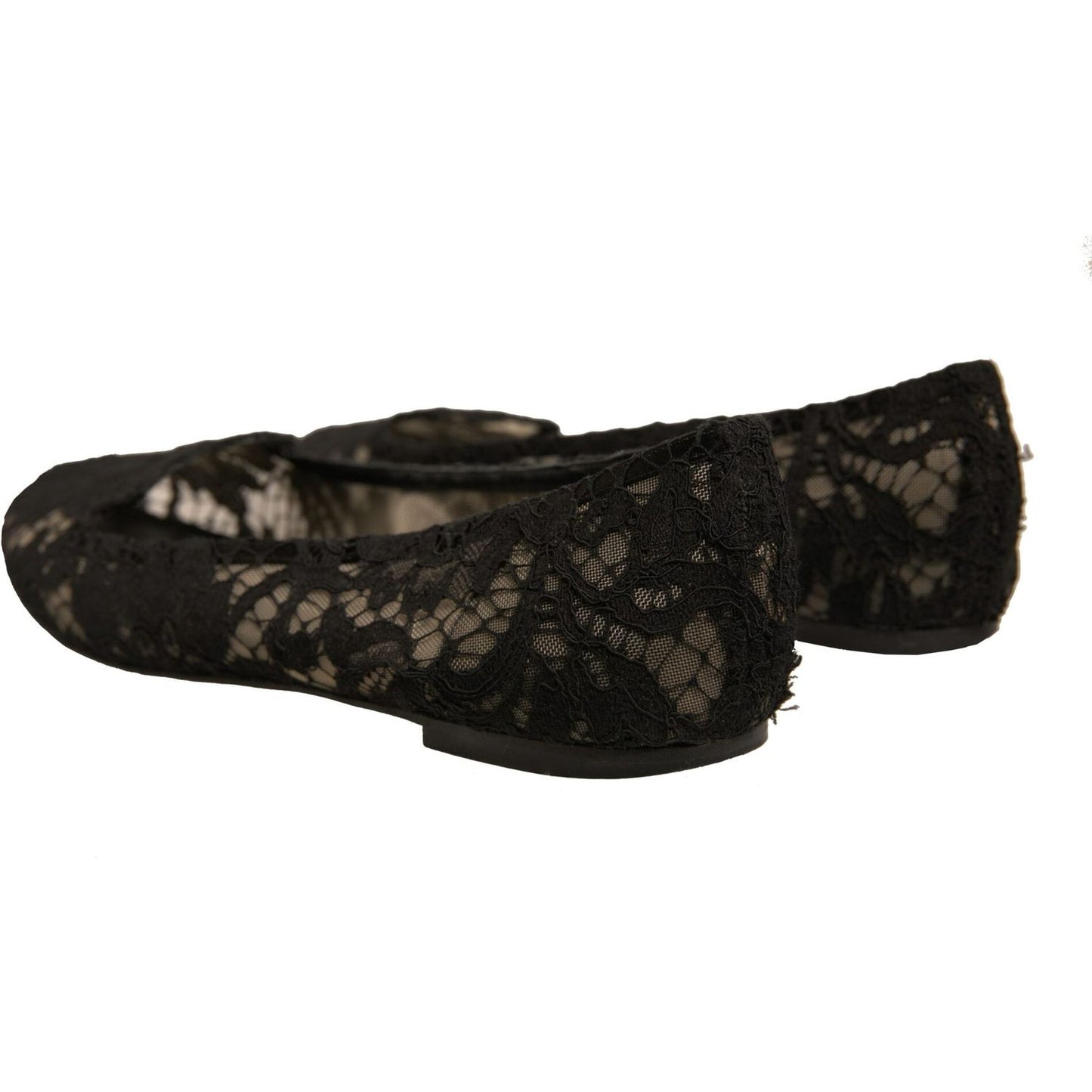 Dolce & Gabbana Black Taormina Lace Slip On Flats Shoes