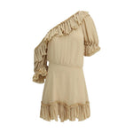 Saint Laurent One-shoulder silk Dress 1728,72470364320,Beige,Clothing,Dresses - Women - Clothing,IT38 | S,New with tags,Saint Laurent,Women,Women - Clothing Saint Laurent SA-819589Y3K459520-IT38 | S