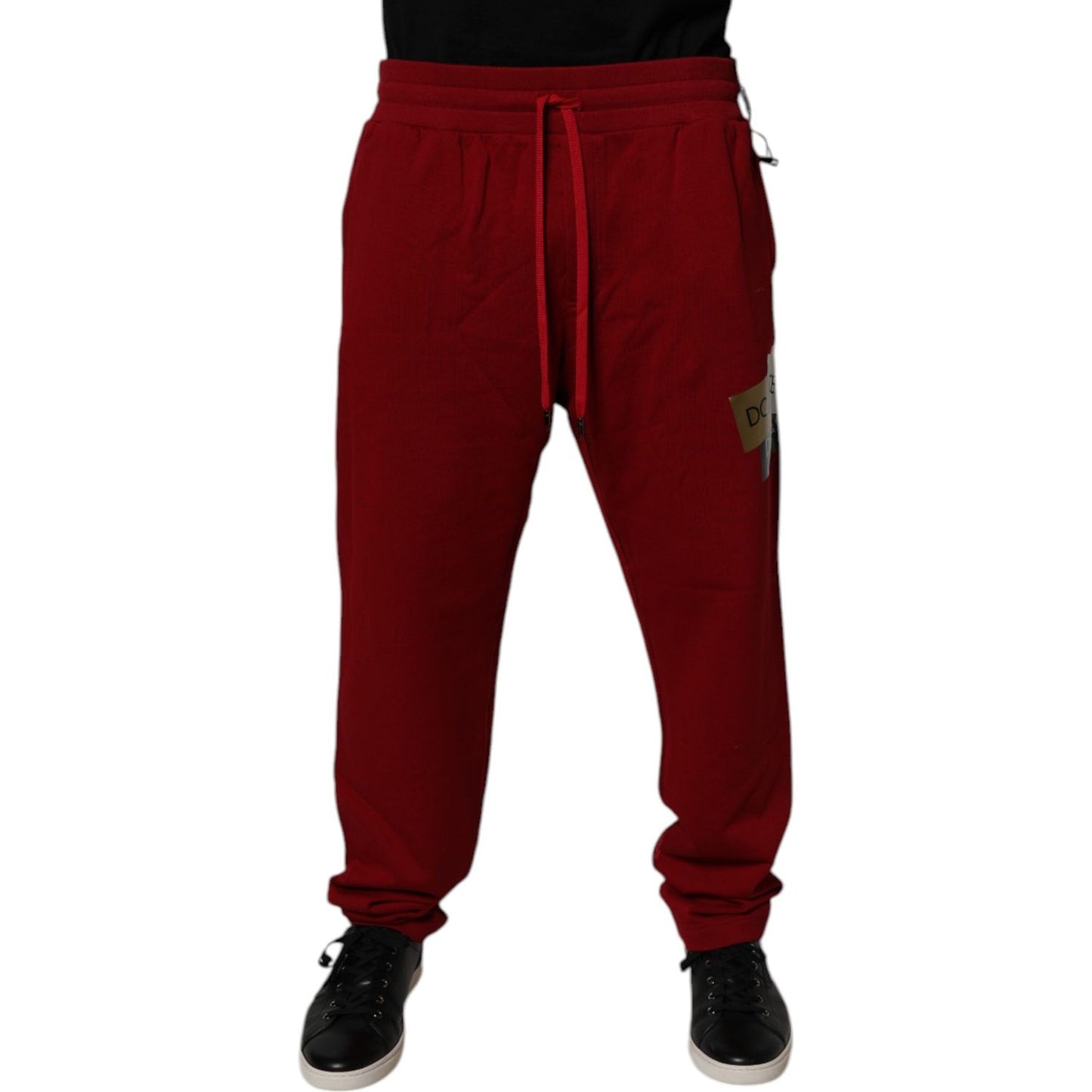 Dolce & Gabbana Red Logo Tape Cotton Jogger Sweatpants Pants 1728,67345645728,Clothing,Dolce & Gabbana,IT58 | XXL,Jeans & Pants - Men - Clothing,Material: 100% Cotton,Men,Men - Clothing,Preowned / Defect,Red Dolce & Gabbana PAN75041-58