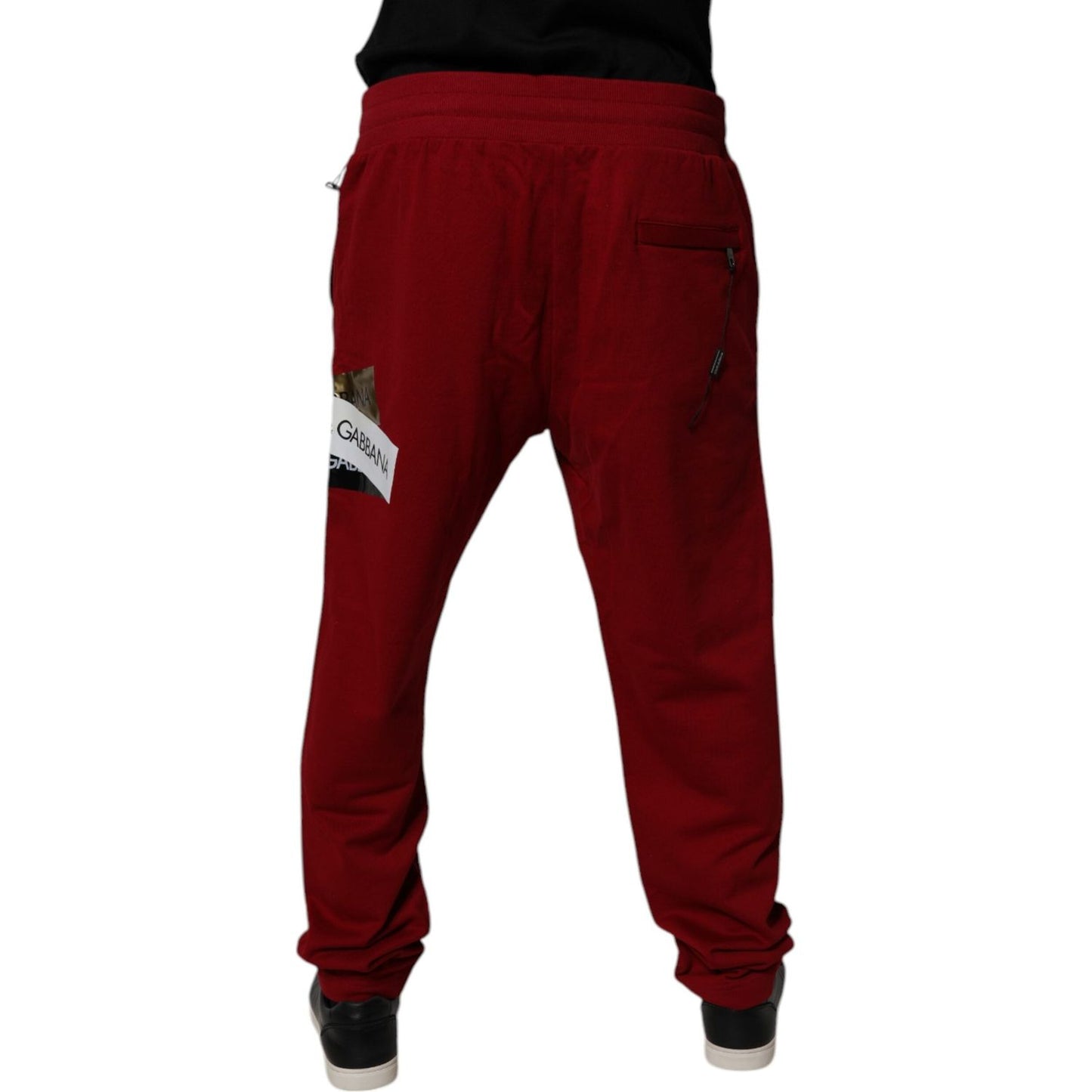 Dolce & Gabbana Red Logo Tape Cotton Jogger Sweatpants Pants 1728,67345645728,Clothing,Dolce & Gabbana,IT58 | XXL,Jeans & Pants - Men - Clothing,Material: 100% Cotton,Men,Men - Clothing,Preowned / Defect,Red Dolce & Gabbana PAN75041-58