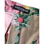 Dolce & Gabbana Beige Floral Jacquard High Waist Tapered Pants Dolce & Gabbana Rosy Brown