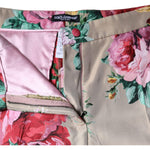 Dolce & Gabbana Beige Floral Jacquard High Waist Tapered Pants Dolce & Gabbana Dark Gray