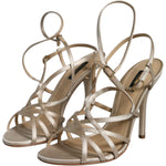 Dolce & Gabbana Beige Leather Stiletto Heels Sandals Shoes Dolce & Gabbana Dim Gray