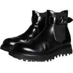 Dolce & Gabbana Black Belted DG Logo Men Chelsea Boots Shoes Dolce & Gabbana Black