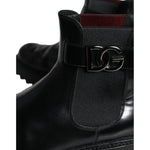 Dolce & Gabbana Black Belted DG Logo Men Chelsea Boots Shoes Dolce & Gabbana Black
