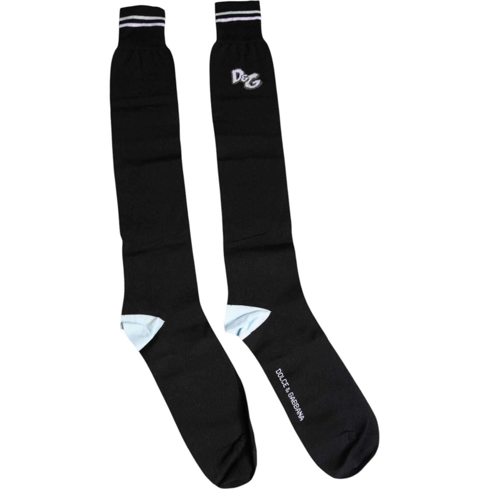 Dolce & Gabbana Black DG Logo Print Cotton Over Calf Socks 1728,67345645728,Black,Dolce & Gabbana,L,Material: 88% Cotton 10% Nylon 2% Elastane,New with tags,Socks - Men - Accessories,Unisex Dolce & Gabbana SCS2192-L