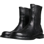 Dolce & Gabbana Black Horse Leather Mid Calf Boots Shoes Dolce & Gabbana Dark Slate Gray