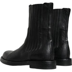 Dolce & Gabbana Black Horse Leather Mid Calf Boots Shoes Dolce & Gabbana Black