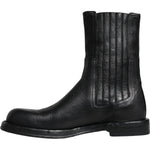 Dolce & Gabbana Black Horse Leather Mid Calf Boots Shoes Dolce & Gabbana Dark Slate Gray