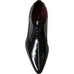 Dolce & Gabbana Black Leather Crystal Dress Formal Shoes Dolce & Gabbana Black