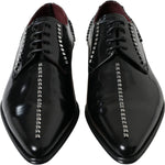 Dolce & Gabbana Black Leather Crystal Dress Formal Shoes Dolce & Gabbana Black