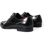 Dolce & Gabbana Black Leather Crystal Dress Formal Shoes Dolce & Gabbana Black