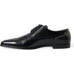 Dolce & Gabbana Black Leather Crystal Dress Formal Shoes Dolce & Gabbana Black