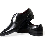 Dolce & Gabbana Black Leather Crystal Dress Formal Shoes Dolce & Gabbana Light Gray
